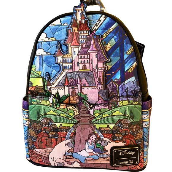 Disney Loungefly Princess Castle Beauty & the Beast BELLE Mini Backpack new - Picture 4 of 16